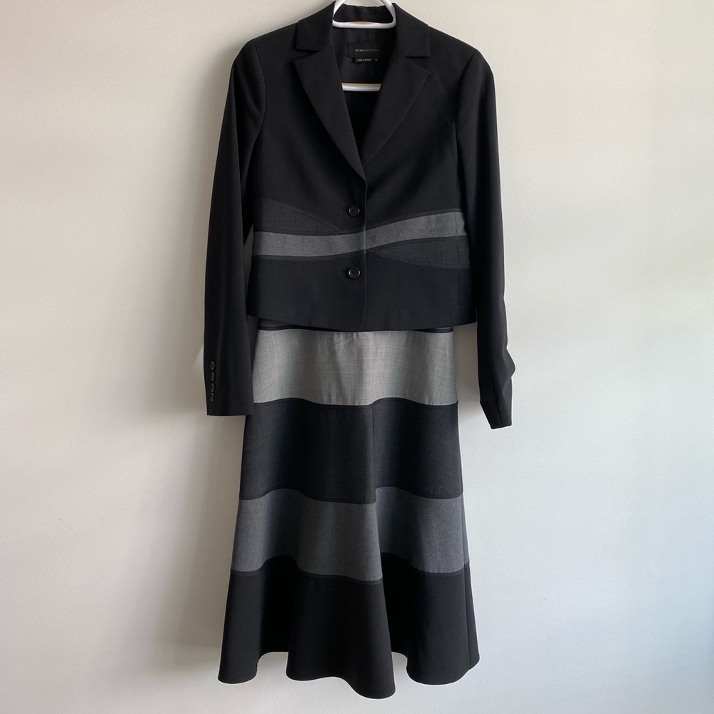 BCBG MAXAZRIA Black and Grey Blazer & Dress Set